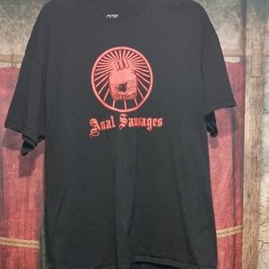 T-shirt Anal Sausages Black and Red Graphic